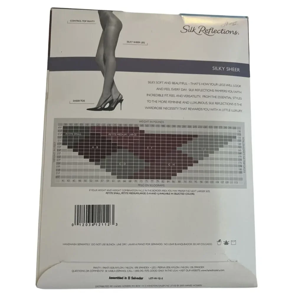 NEW Hanes Silk Reflections silky sheer Quicksilver pantyhose size CD control top